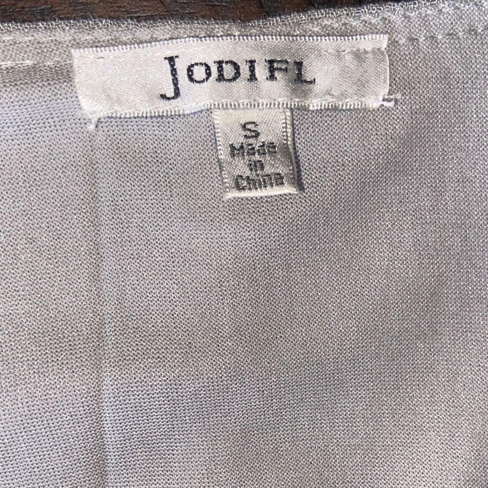 Embroidered Gray Women's Dress with bell sleeves. Jodifl, size S - Picture 7 of 15